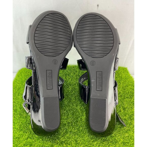 New Alaruba Womens Patent Leather Strappy Wedge Sandals With Adjustable Buckle C - Picture 6 of 6